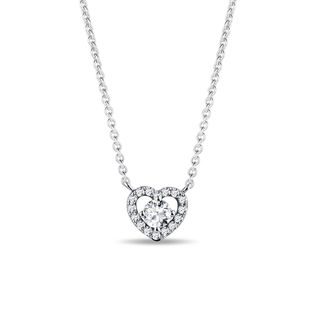 WOMEN'S DIAMOND HEART NECKLACE IN WHITE GOLD - DIAMOND NECKLACES - NECKLACES