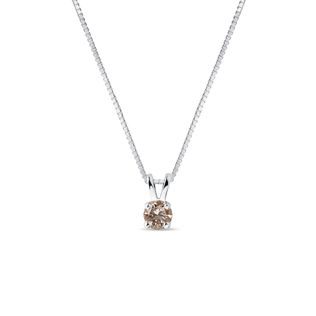 CHAMPAGNE DIAMOND PENDANT IN WHITE GOLD - DIAMOND NECKLACES - NECKLACES