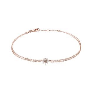 ROSE GOLD BRACELET WITH A CHAMPAGNE DIAMOND FLOWER - DIAMOND BRACELETS - BRACELETS