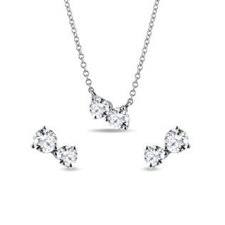 WHITE GOLD DIAMOND EARRING AND NECKLACE SET - DIAMOND SETS - FINE JEWELRY