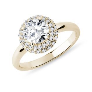 LUX 14K YELLOW GOLD DIAMOND HALO RING - RINGS WITH LAB-GROWN DIAMONDS - ENGAGEMENT RINGS
