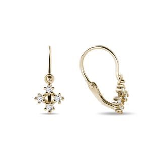 DIAMOND SNOWFLAKE GIRLS' EARRINGS IN YELLOW GOLD - CHILDREN'S EARRINGS - EARRINGS