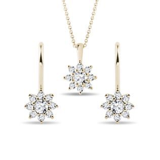 DIAMOND EARRING AND NECKLACE SET IN YELLOW GOLD - DIAMOND SETS - FINE JEWELRY