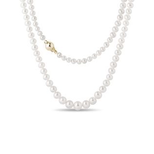 GRADUATED PEARL NECKLACE WITH YELLOW GOLD CLASP - PEARL NECKLACES - PEARL JEWELRY
