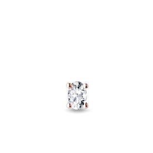 OVAL DIAMOND SINGLE EARRING IN 14K ROSE GOLD - SINGLE EARRINGS - EARRINGS