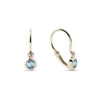 CHILDREN'S BLUE TOPAZ EARRINGS IN 14KT GOLD - CHILDREN'S EARRINGS - EARRINGS