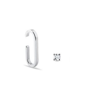 MINIMAL SINGLE EARRING SET IN WHITE GOLD - DIAMOND SETS - FINE JEWELRY