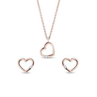DIAMOND ROSE GOLD HEART JEWELRY SET - DIAMOND SETS - FINE JEWELRY