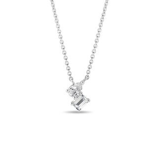 DIAMOND CLUSTER NECKLACE IN 14K WHITE GOLD - DIAMOND NECKLACES - NECKLACES