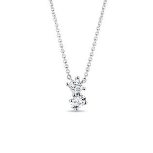 FINE DIAMOND CLUSTER NECKLACE IN 14K WHITE GOLD - DIAMOND NECKLACES - NECKLACES