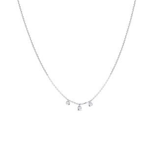 WHITE GOLD NECKLACE WITH THREE LAB GROWN DIAMONDS - DIAMOND NECKLACES - NECKLACES